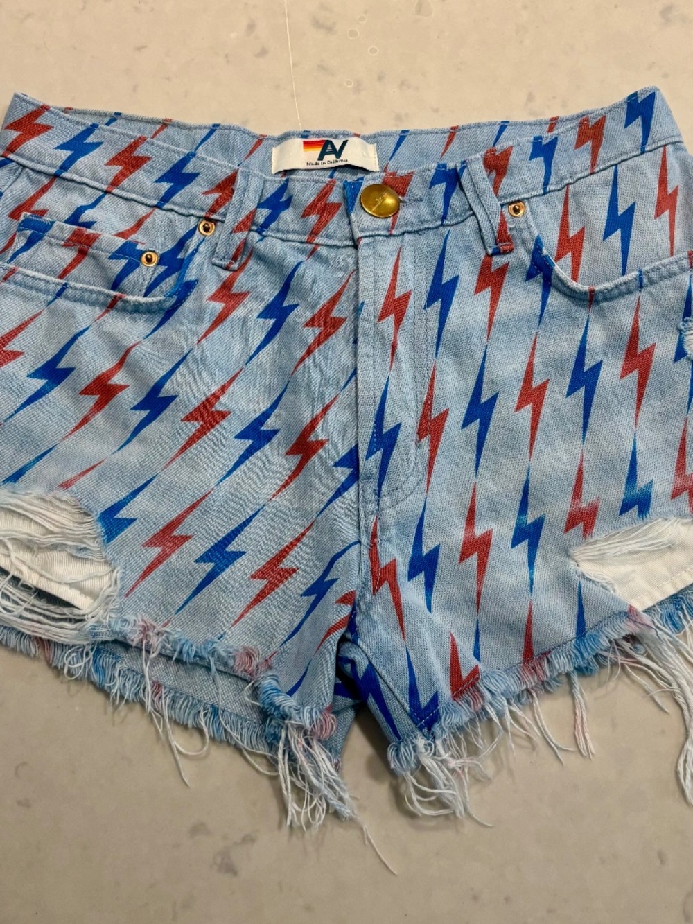 Aviator Nation Bolt Boyfriend cutoff jean shorts